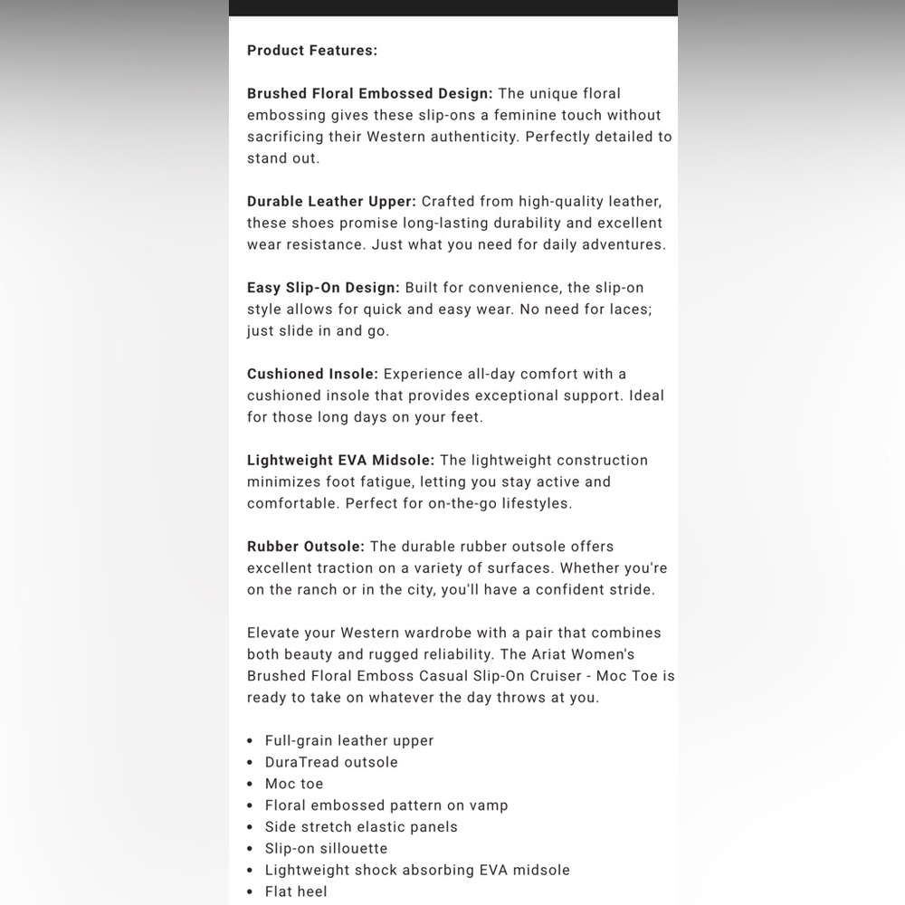 NWT Ariat Cruiser Brushed Turquoise Floral Embossed Loafers - Size 6.5 - Picture 2 of 9